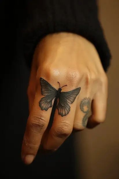 butterfly hand tattoo