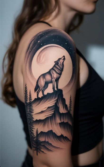 Celestial Wolf & Moon Sleeve