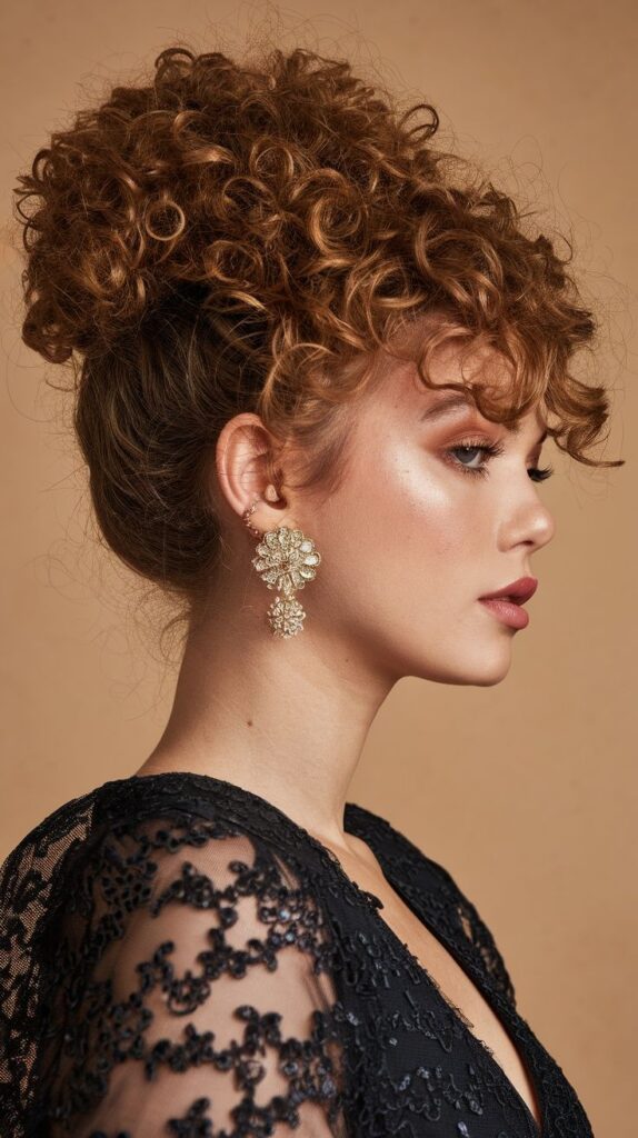 curly updo with curls loose