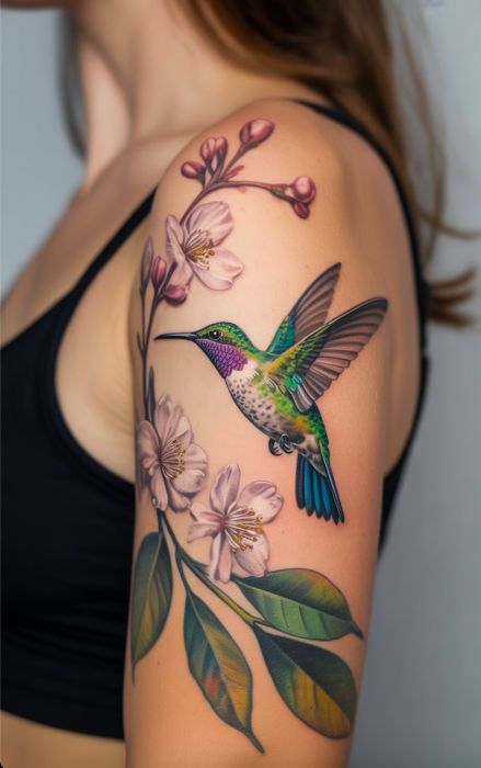 Floral & Hummingbird Sleeve