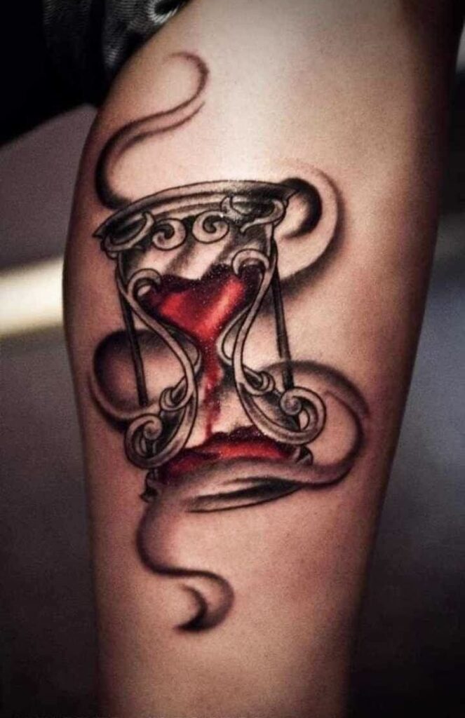 hourglass with flowers