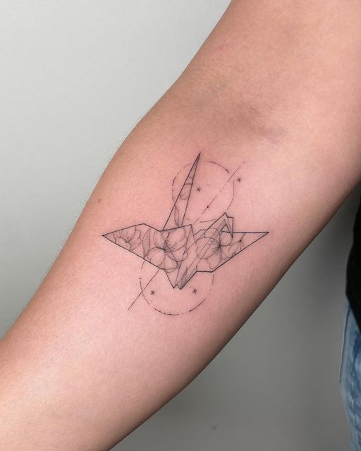 origami crane tattoo