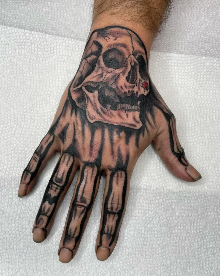 skull hand tattoo