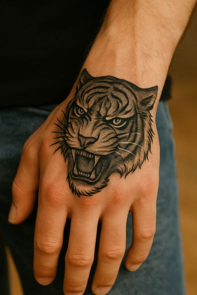 tiger hand tattoo